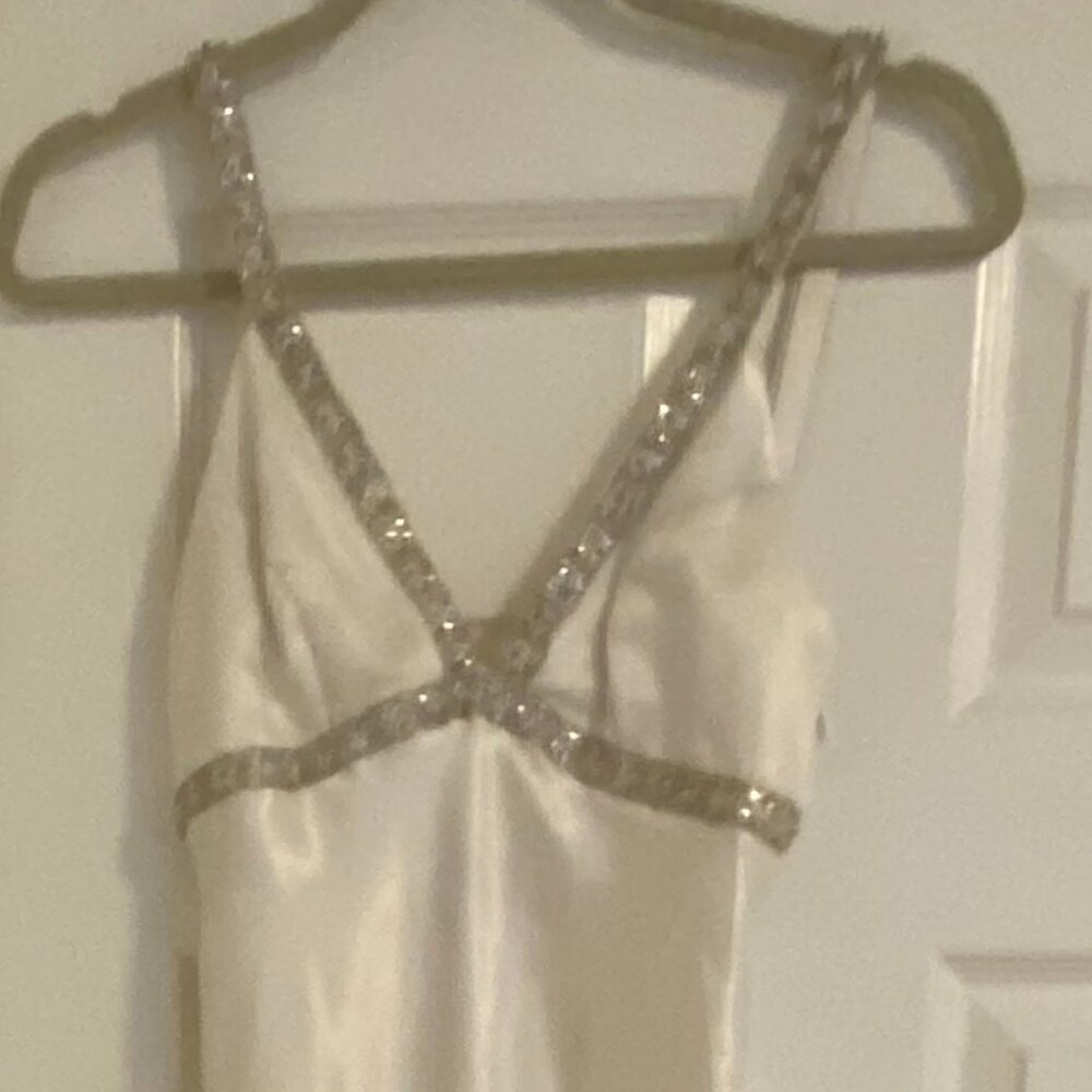 Naeem Khan Long  Beaded Gown Embellished with Rhinestones & Pearls